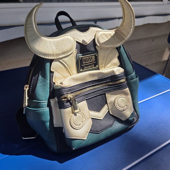 Marvel Handbags - Disney Marvel x Loungefly Loki Helmet Mini Backpack - Teal & Cream